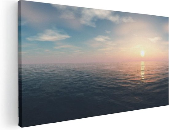 Artaza Canvas Schilderij Zee Water Tijdens Zonsondergang - 100x50 - Groot - Foto Op Canvas - Canvas Print
