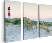 Artaza Canvas Schilderij Drieluik Strand En Duinen Met Een Vuurtoren - 120x80 - Foto Op Canvas - Canvas Print