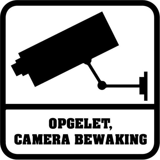 Sticker Opgelet Camera Bewaking - Bubbelvrij kleven! 10cm x 10cm | bol