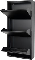 Spinder Design Billy 3 - Schoenenkast met 3 vakken - 50x15,5x103 cm - Zwart