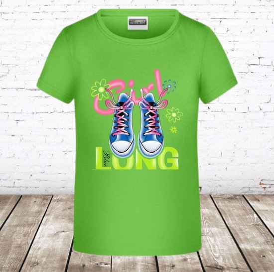 Meisjes T-shirt lime shoes -s&C-122/128-t-shirts meisjes