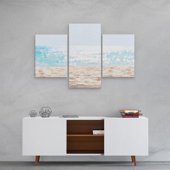 Artaza Canvas Schilderij Drieluik Helder Witte Strand Met Zee Uitzicht - 90x60 - Foto Op Canvas - Canvas Print