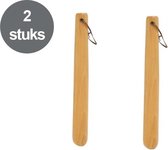 2x Houten Schoenlepel met Hanger - Schoenenlepel - Schoen Lepel - Schoentrekker - 30x3,5x1cm