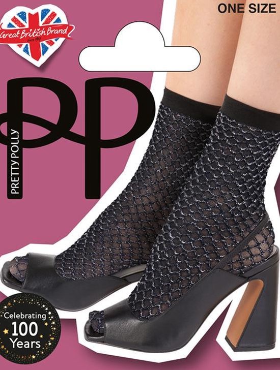 Pretty Polly Sokje - Fashion - Double - Layer - Lurex - Anklet (damessokje) - One Size - Black/Silver