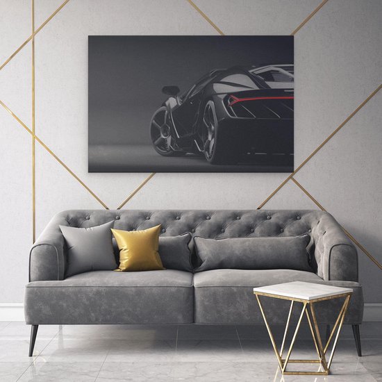 Artaza Peinture sur toile Voiture de sport noire - 120 x 80 - Groot - Photo sur toile - Impression sur toile