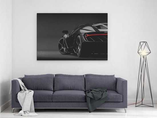 Artaza Peinture sur toile Voiture de sport noire - 120 x 80 - Groot - Photo sur toile - Impression sur toile