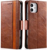 CaseNeo Business Splicing Dual Magnetic Buckle Horizontal Flip PU Leather Case met Houder & Kaartsleuven & Portemonnee Voor iPhone 12 Pro Max (Bruin)