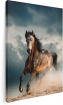 Artaza Canvas Schilderij Wilde Paard In Het Zand  - 60x80 - Foto Op Canvas - Canvas Print