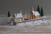 Rayher - Houten bouwset van een winter/kerstdorp met kerk INCLUSIEF VERLICHTING