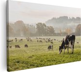 Artaza Canvas Schilderij Zwart Witte Koeien In De Wei - 90x60 - Foto Op Canvas - Canvas Print - Muurdecoratie