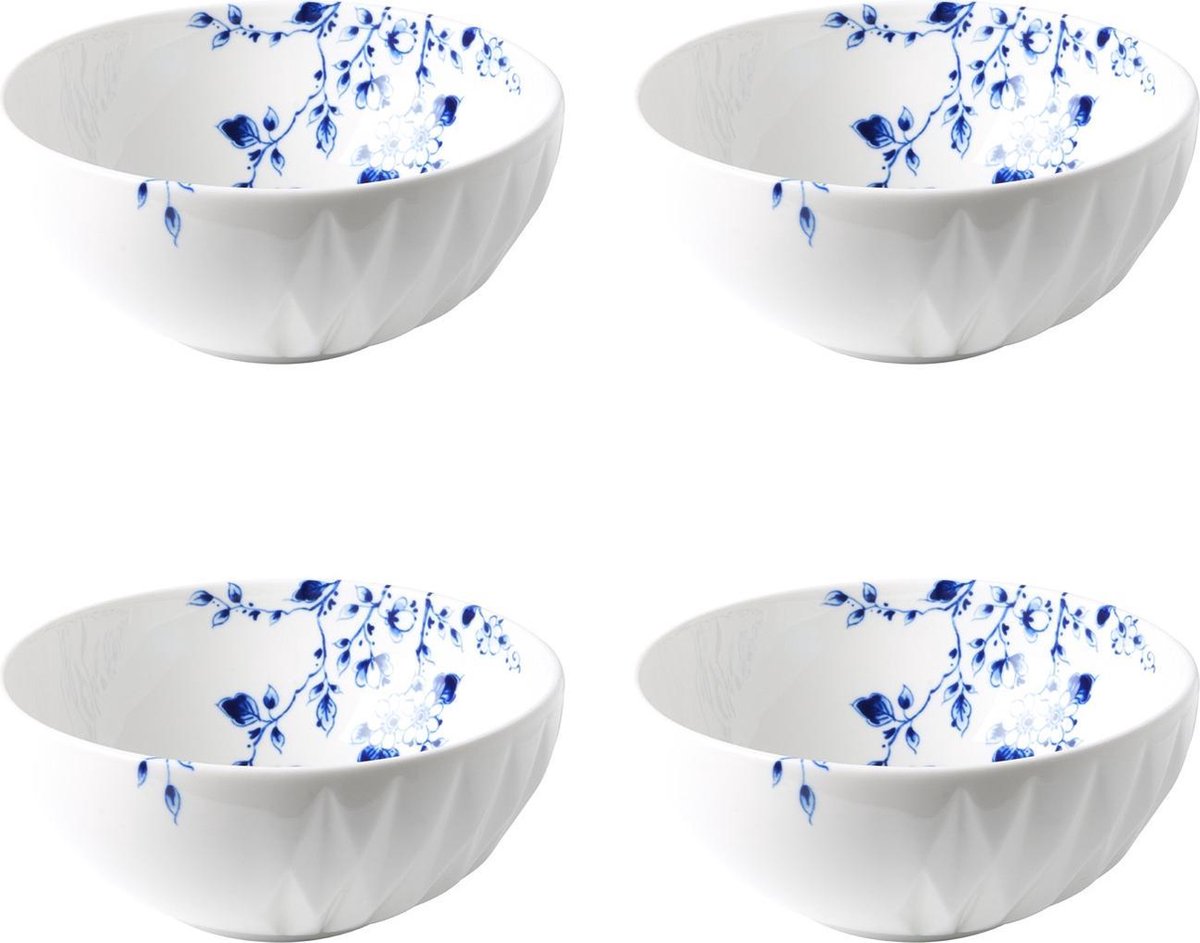 Soepkom Blauw Vouw - Porselein - 450 ml - 4 stuks