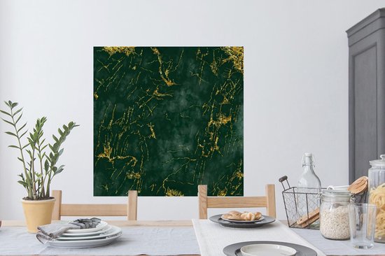Stickers Stickers muraux - Marbre - Émeraude - Or - 100x100 cm - Feuille adhésive XXL