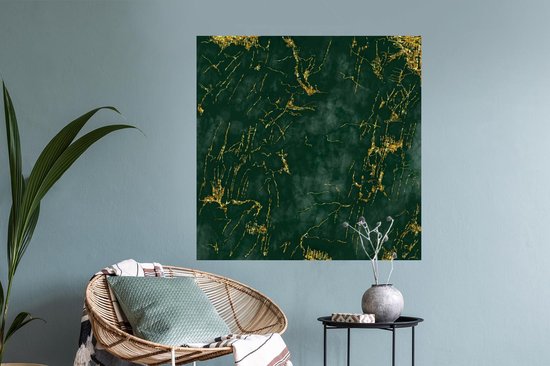 Stickers Stickers muraux - Marbre - Émeraude - Or - 100x100 cm - Feuille adhésive XXL