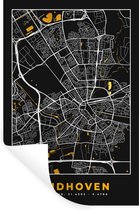 Muurstickers - Sticker Folie - Plattegrond - Eindhoven - Goud - Zwart - 80x120 cm - Plakfolie - Muurstickers Kinderkamer - Zelfklevend Behang - Stadskaart - Zelfklevend behangpapier - Stickerfolie