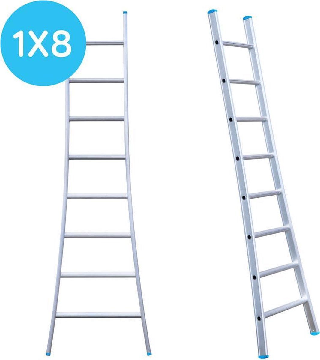 Eurostairs Ladder enkel uitgebogen 1x8 sporten
