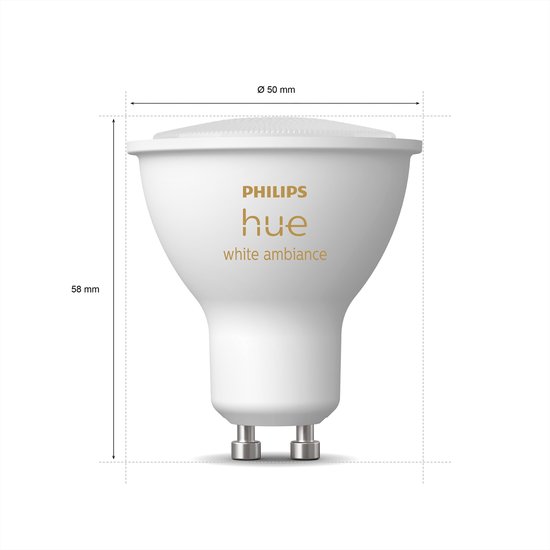 Philips Hue Slimme Lichtbron GU10 Duopack - warm tot koelwit licht - 5W - Bluetooth - 2 Stuks - Philips Hue