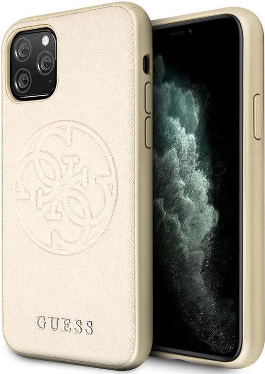 Guess Saffiano Back Case - Geschikt voor Apple iPhone 11 Pro (5.8") - Goud