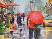 Diamond Painting- New York in de regen-40x50 cm-Ronde steentjes-Full size-Mona Lisa