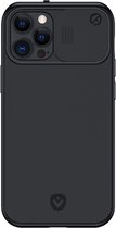 Coque iPhone 12 Pro Max Valenta x Spy-Fy ® avec couvercles pour appareil photo à l'avant et à l'arrière | Protège votre vie privée et vos Caméras | Noir mat
