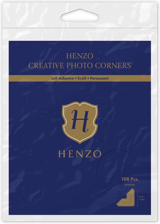Fotoplakkers - Henzo - Creative Fotohoekjes - 108 stuks 12 mm - Zelfklevend permanent - Kraft