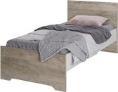 Eenpersoonsbed 90x200 - Decor eiken en wit - L 99,2 x D 206,3 x H 90 cm - AUSTIN