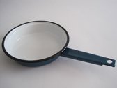 Emaille koekenpan - Ø 18 cm - blauw gespikkeld - zwarte rand