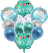 Ballonnen - happy birthday- verjaardag - pakket 12 stuks - folie latex - mint