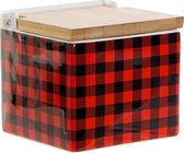 Zoutvaatje met deksel DKD Home Decor Zwart Rood Bamboe Dolomite (750 ml)