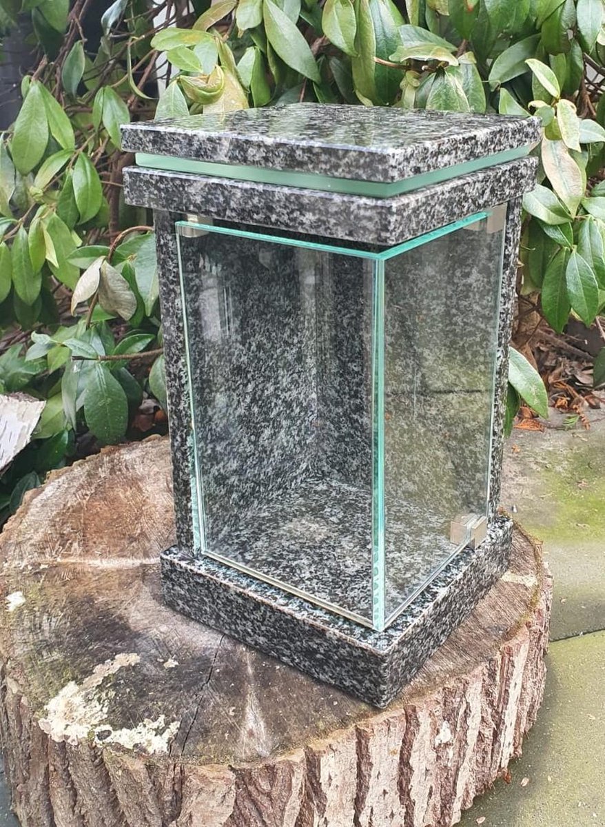 Lanterne de Tombe avec Piédestal Granit Lampe Grave Luminaire Fossé Ange Bougie 