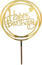XYZ Goods - Taarttopper Happy Birthday - Taart Decoratie - Cake Topper - Verjaardag - Goud - Hartjes