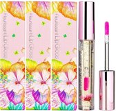 GLAMFOX Peach Flower Lip Gloss - 24 Karaat Goudkorrels Lipgloss met 100% Echte Perzik Bloem - Lip Plumper - Lipverzorging - 3 Stuks