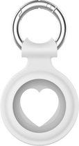 Hart Sleutelhanger geschikt voor Apple AirTag - Premium Leer AirTag hanger - Wit