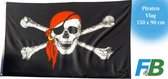 F4B Piraten Vlag | 150x90 cm | Piraten Feestartikelen | 100% Polyester | Messing Ogen | Weerbestendig