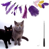 Make Me Purr Kattenhengel met 7 Hangers (Paars) - Speelgoed Hengel voor Katten - Kat Speelhengel met Veren - Kitten Kattenplager met Veer - Kattenspeelgoed - Kattenspeeltjes
