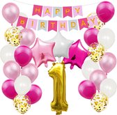 1 jaar feestpakket meisje - themafeest - 1 jaar verjaardag - 1 jaar - 1 jaar slingers - 1 jaar ballonnen - feestversiering - 1 jaar verjaardag man / vrouw - 1 jaar versiering