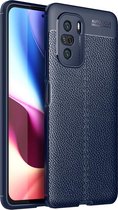 Xiaomi Mi 11i Hoesje - MobyDefend TPU Gelcase - Lederlook - Navy Blauw - GSM Hoesje - Telefoonhoesje Geschikt Voor Xiaomi Mi 11i