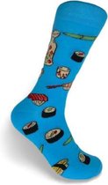 JustSockIt Sushi sokken - Sokken - Leuke sokken - Vrolijke sokken - Sushi sokken blauw - Sushi cadeau