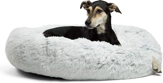 Behave Donut Hondenmand – Hondenkussen – Hondenbed – Kattenmand – Fluffy – Donut – 80cm – Grijs