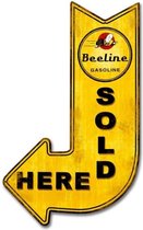 Beeline Gasoline Sold Here Arrow Zwaar Metalen Bord 63 x 37,5 cm