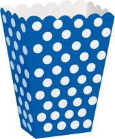 Blauwe Popcorn Bakjes Stippen 8st
