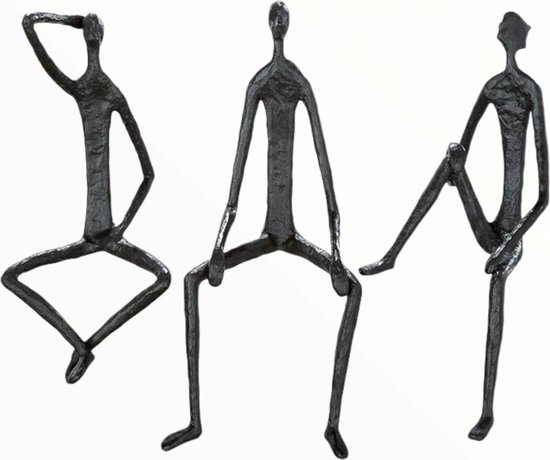 Gilde handwerk - Sculptuur set/3  - Sitting down here - Metaal