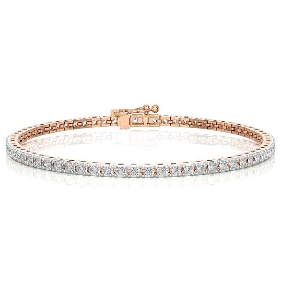 verfrommeld Verliefd Vallen Diamanten tennis armband dames, bezet met diamanten - 14 karaat rosè goud,  18 cm | bol.com