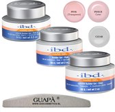 IBD Builder Gel | UV / LED | Geurloos | Professionele kwaliteit | 3 x 56 gr | Clear, Pink, Pink II