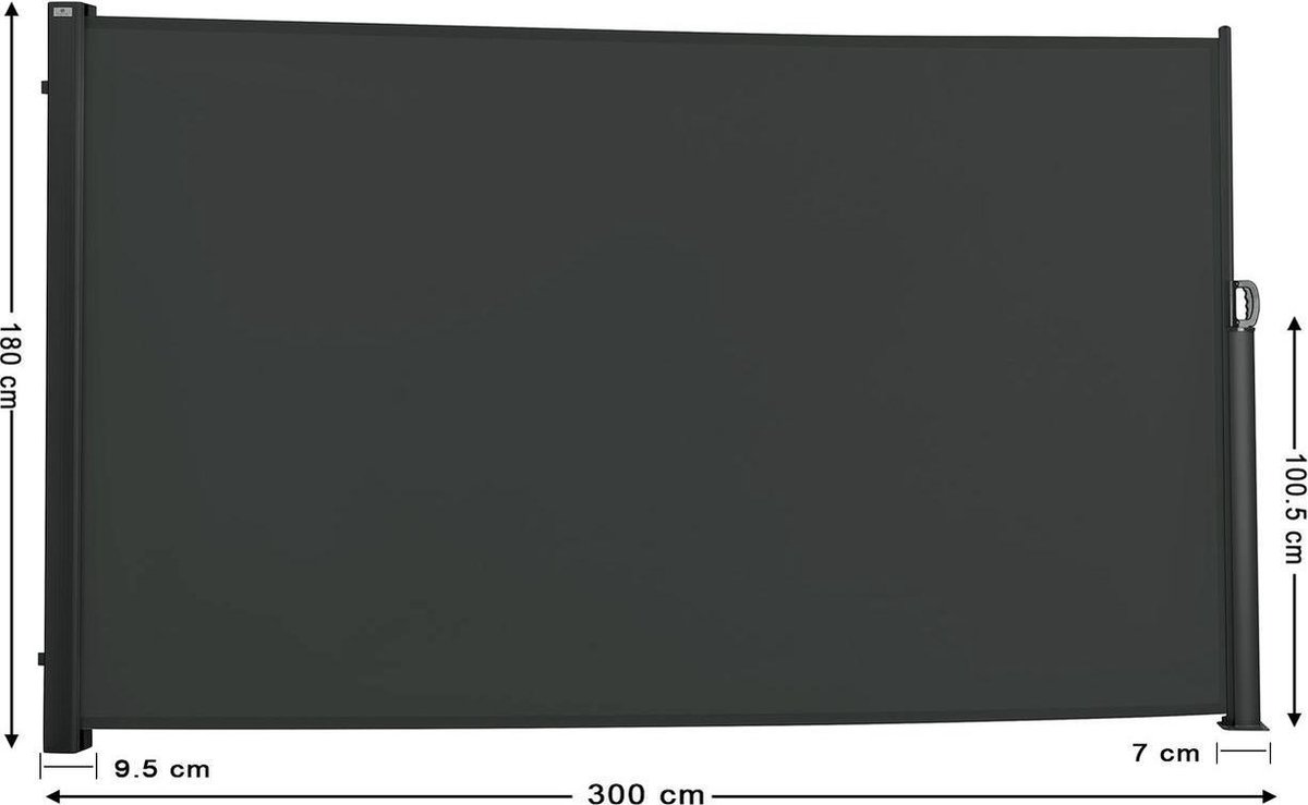 Strattore -Uitschuifbare zijluifel / privacyscreen 180 x 300 cm antraciet