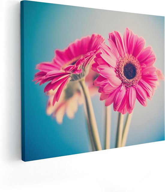 Artaza - Canvas Schilderij - Twee Roze Anjers - Bloemen - Foto Op Canvas - Canvas Print