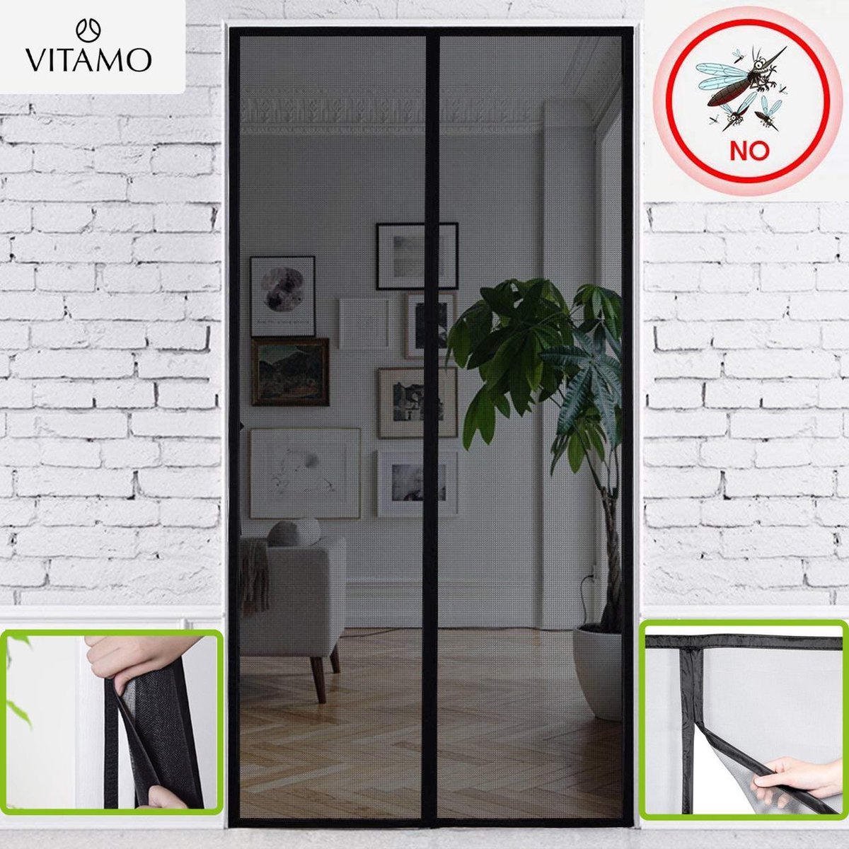 VITAMO Magnetisch Vliegengordijn - Premium Glasvezel Horgordijn - Deurhor - Deurgordijn - 210 x 101 cm - Zwart - VITAMO