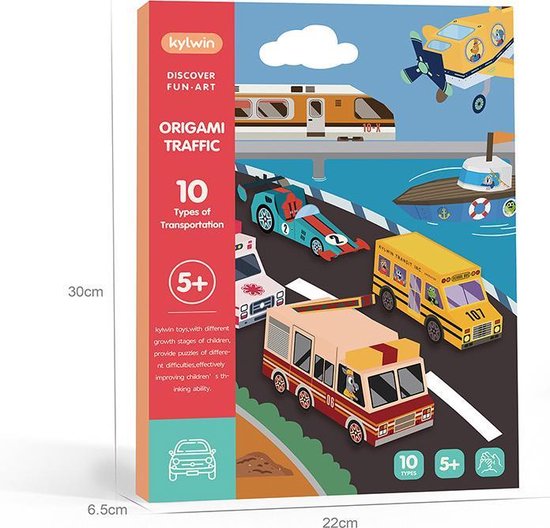 Thumbnail van een extra afbeelding van het spel Knutselen Jongens met Stickervellen Origami Papier Kinderen Knutseldoos Wagens Vouwen Treinen Vouwen en Stickeren - WoodyDoody