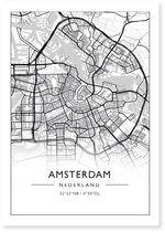 Amsterdam Poster - Stadsposter - Plattegrond Citymap - Stadskaart - A3 - 30x40CM +/-
