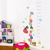 Muursticker Kinderkamer - Groeimeter - Wand Decoratie - Hondje en Poesje - 150 x 100 cm