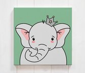 Zo lief Canvas schilderij - kraamcadeau - canvas olifant - babykamer - kinderkamer - dieren - olifant - decoratie